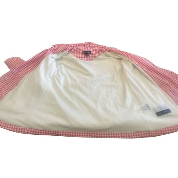 Lands End Kids Girls Gingham Red & White Hooded Rain Coat Sz M Preowned - Picture 9 of 11